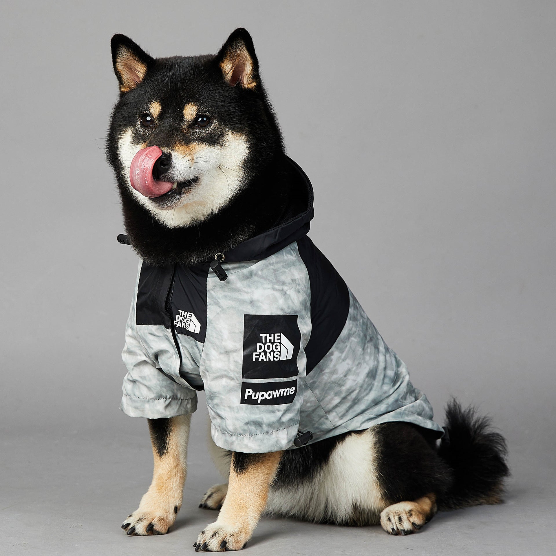 The Dog Fans Regenjacke in Vintage-Papier-Print
