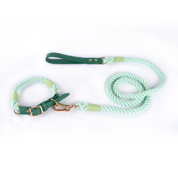 Hundehalsband-Set aus Baumwollseil und gewebtem Leder