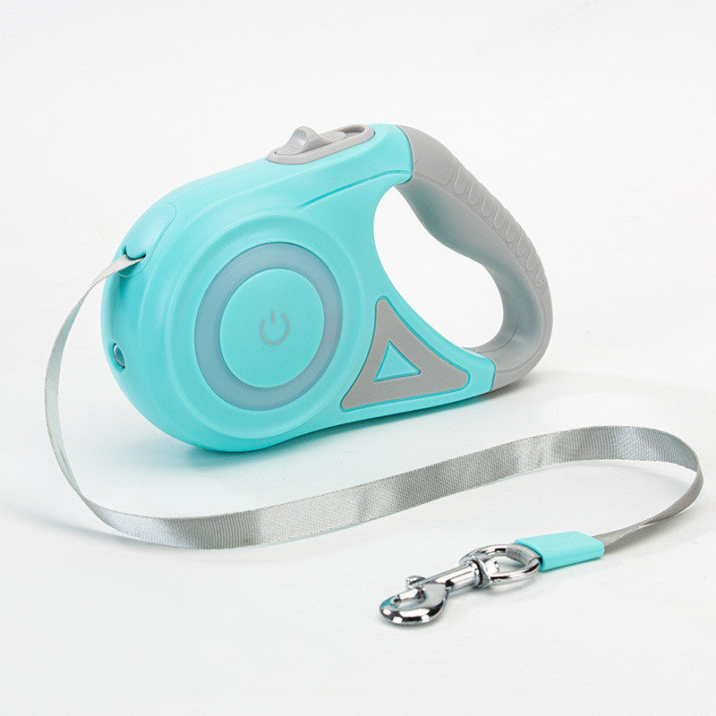 Retractable leash and dog collar with spotlight