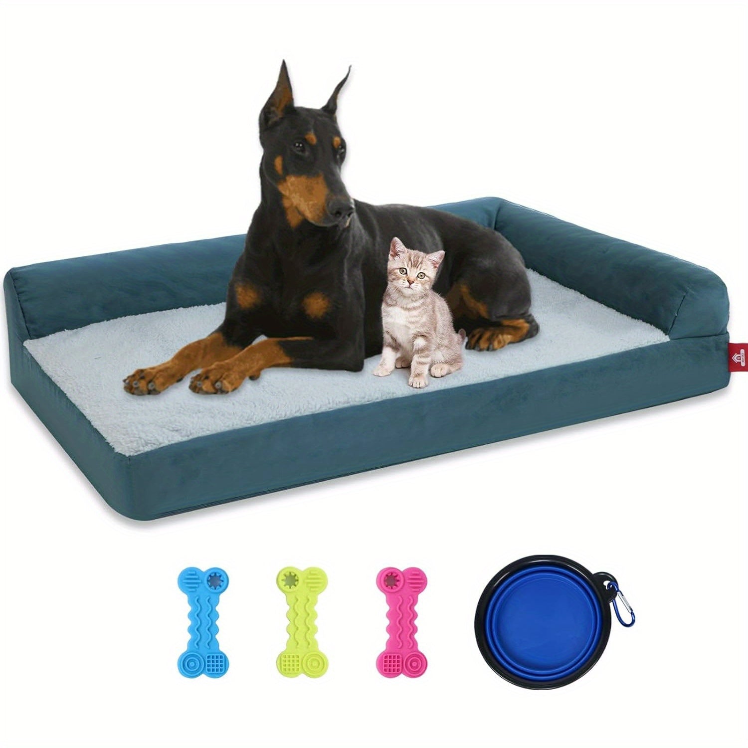 Orthopädisches Hundebett, waschbar, mit abnehmbarem Kissen und rutschfester Unterseite