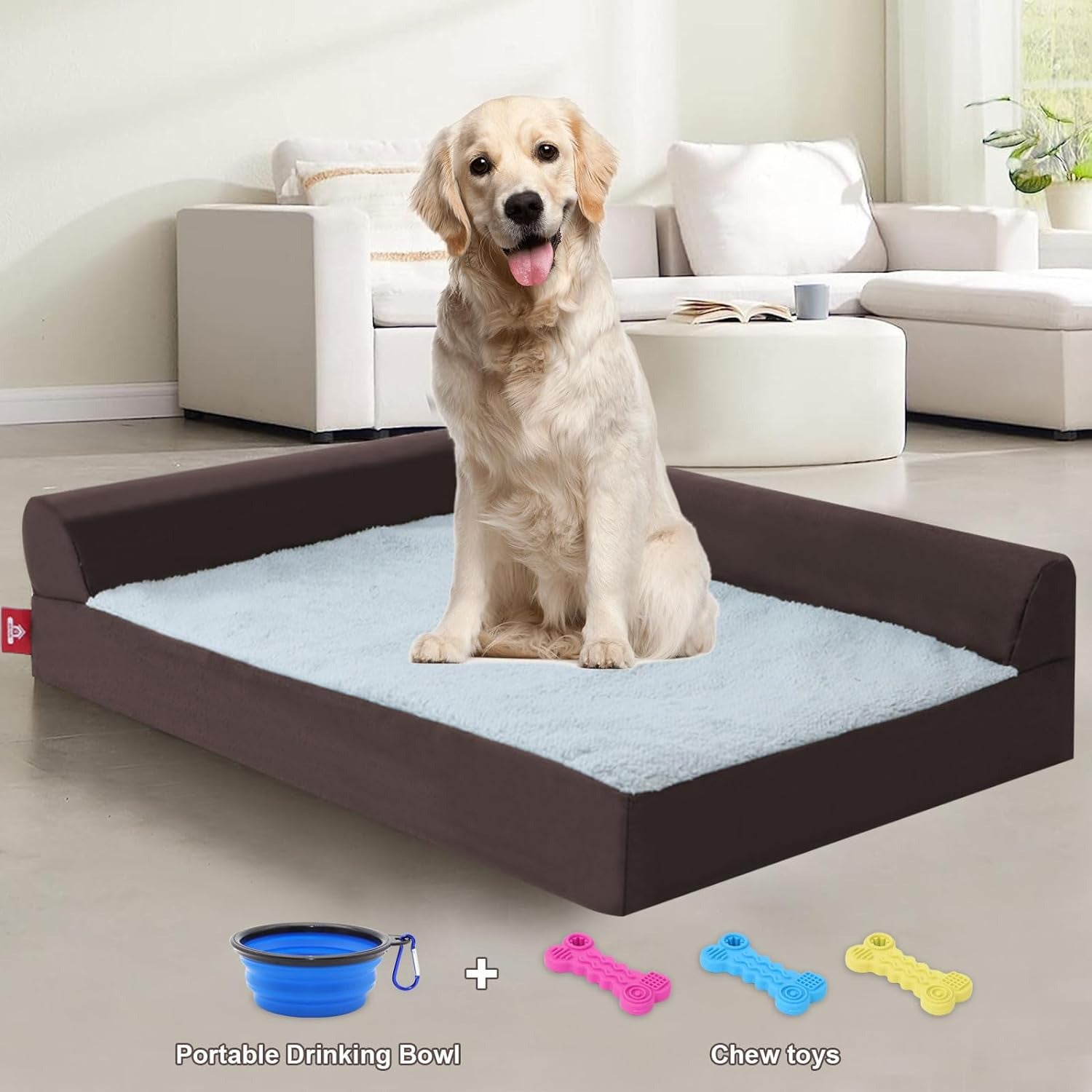 Orthopädisches Hundebett, waschbar, mit abnehmbarem Kissen und rutschfester Unterseite