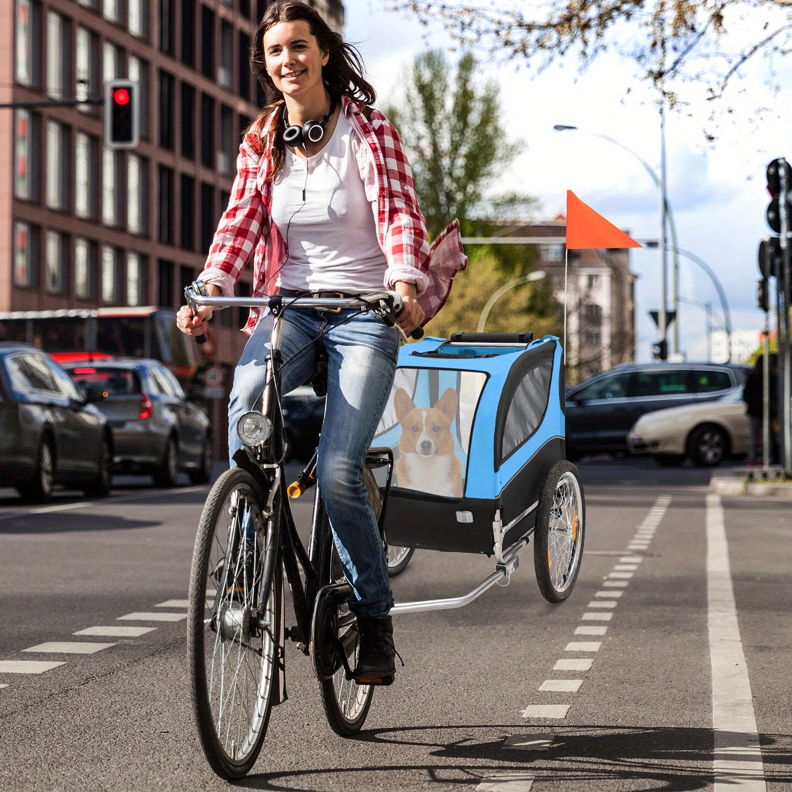 Fahrradanhänger für Hunde, faltbar