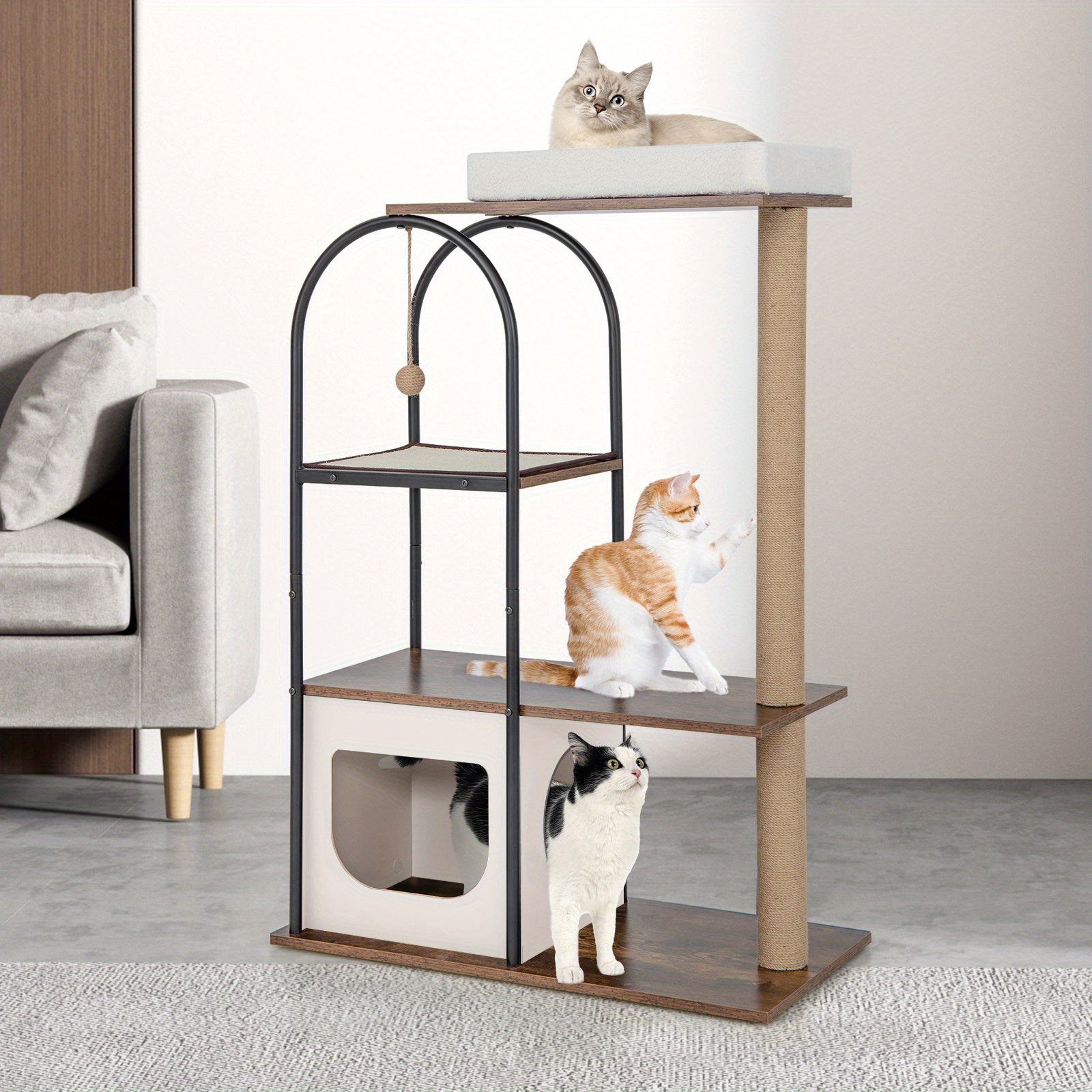 119.38 cm großer Kratzbaum-Turm mit Sitzstange oben