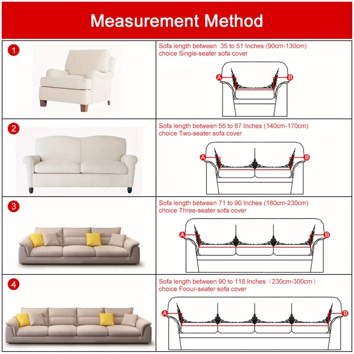 Dehnbarer Sofabezug, elastischer Sofabezug für 1-4-Sitzer