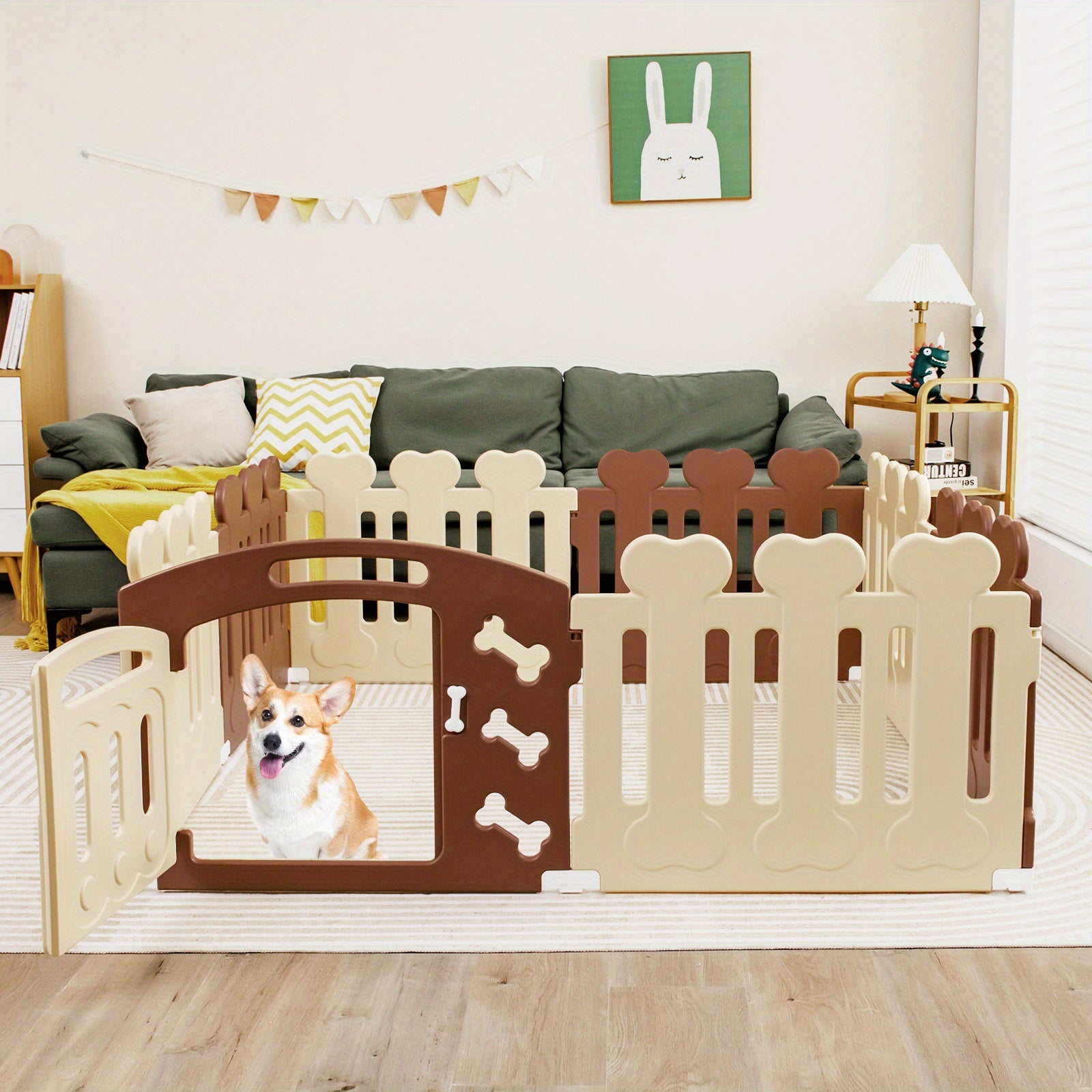 24" H 8-Panel Haustier Laufstall mit Tür Indoor Outdoor Übung Welpen Zaun