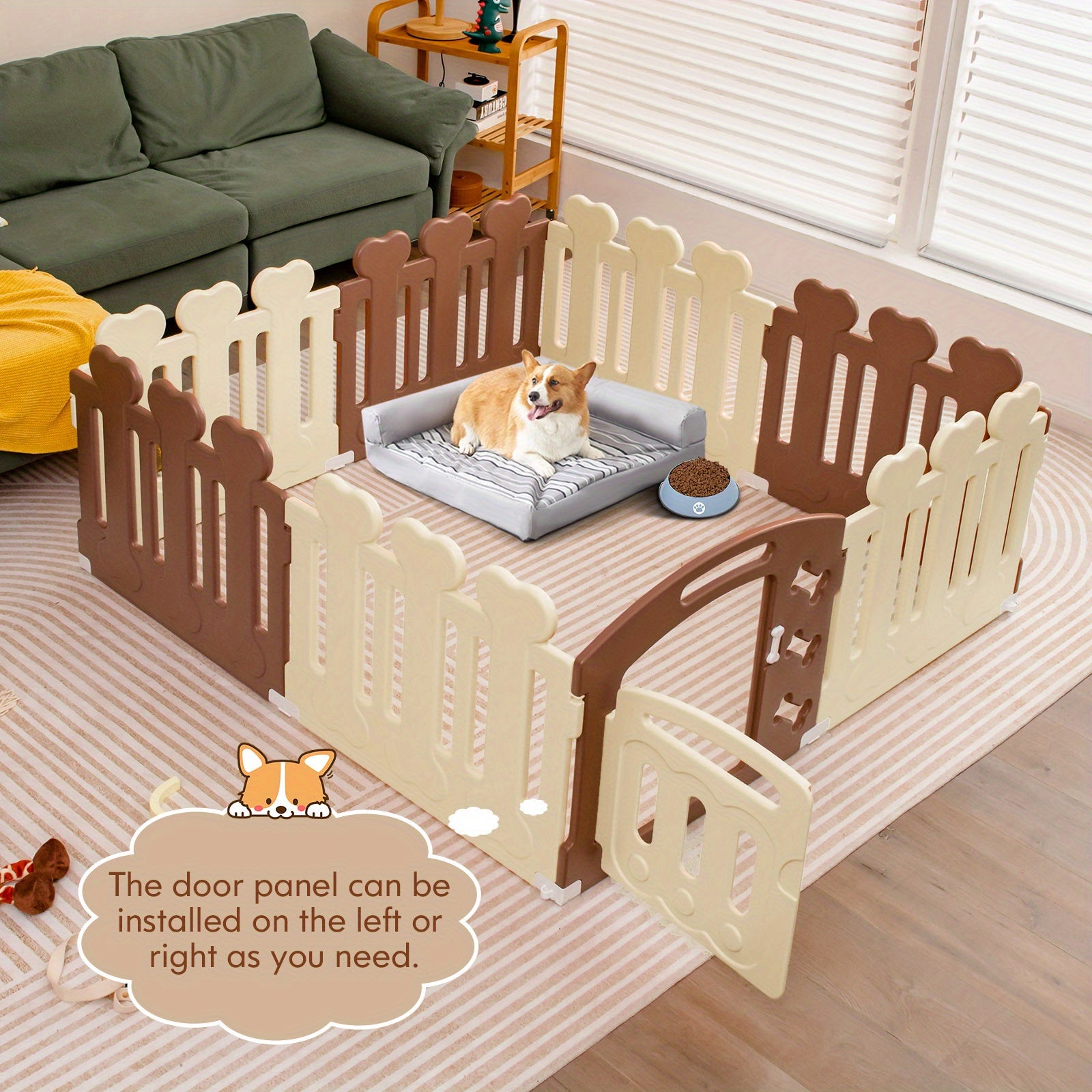 24" H 8-Panel Haustier Laufstall mit Tür Indoor Outdoor Übung Welpen Zaun