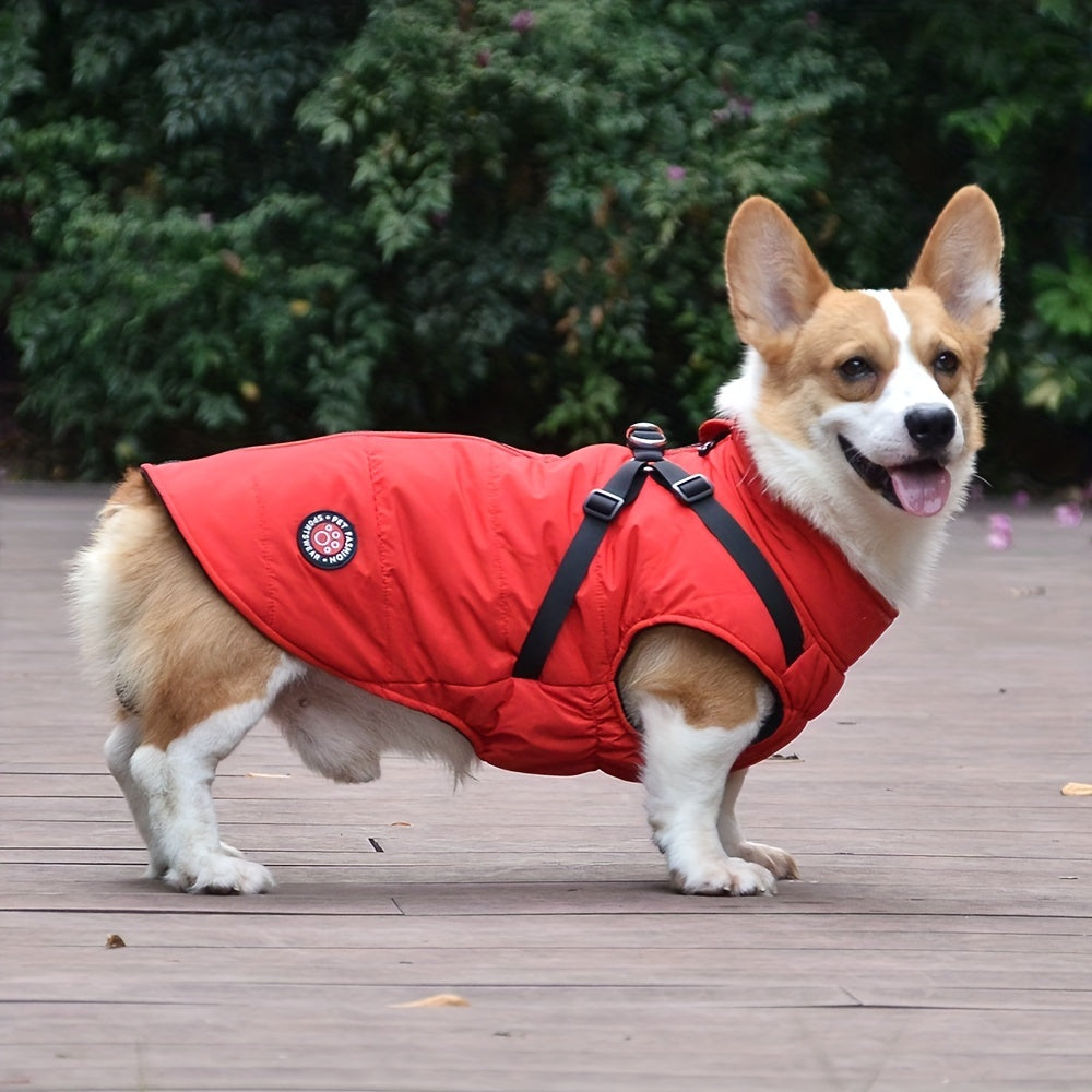 Wasserdichter Winterhundemantel mit verstellbarem Brustgeschirr