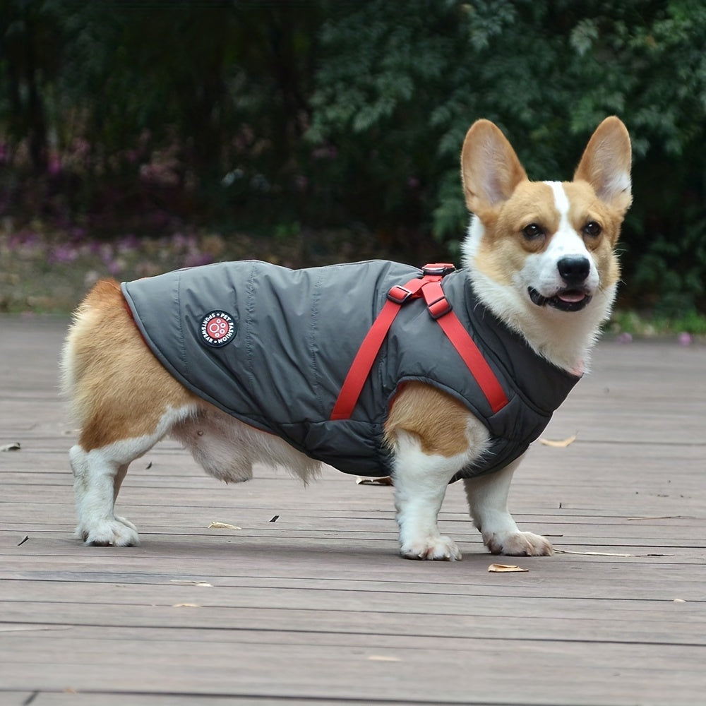 Wasserdichter Winterhundemantel mit verstellbarem Brustgeschirr