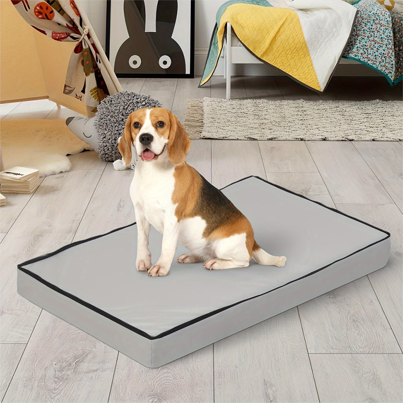 Ergonomisches großes Hundebett: Rechteckiges orthopädisches Haustierbett