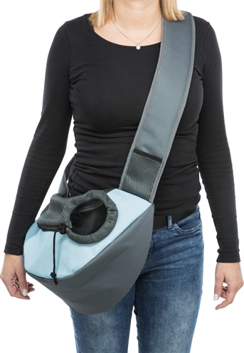 Trixie Bauchige Trageriemen-Tragetasche Hellgrau / Hellblau 50X18X25 CM