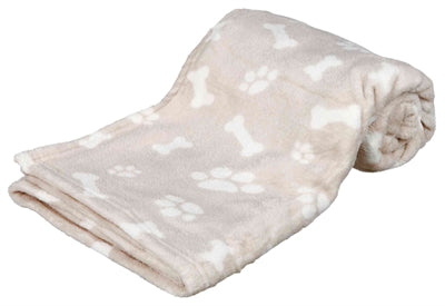 Trixie Hundedecke Kenny Fleece Knochen / Pfoten Beige 75X50 CM