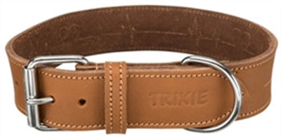 Trixie Halsband Hund Rustikal Fett Leder Herzschlag Braun