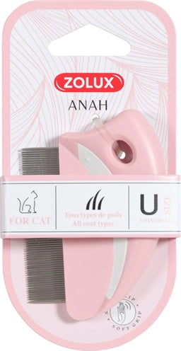 Zolux Anah Flohkamm Rund Rosa/Weiss 6X1.5X8.5 CM