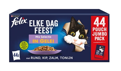 Felix "Every Day Feast" In Gelee-Mix-Box Thunfisch / Lachs / Rind / Huhn 44X85 GR