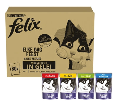 Felix Jeden Tag Schlemmen In Gelee Thunfisch / Kabeljau / Rindfleisch / Huhn 80X85 GR