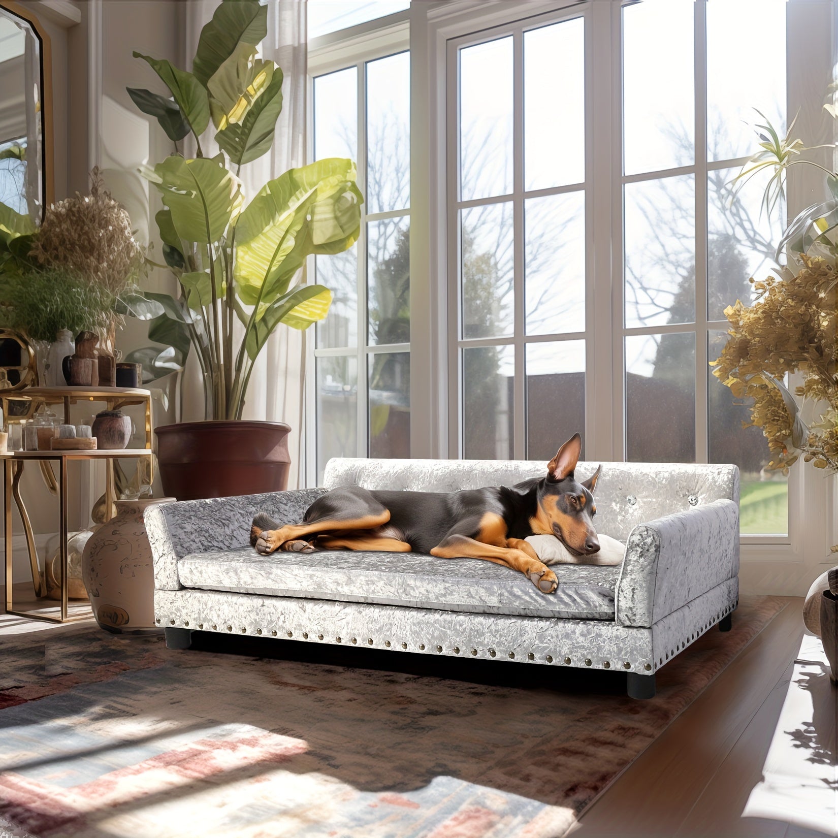 Luxus Samt Hundesofa XL: Modernes Haustiersofa Hundecouch für große Hunde