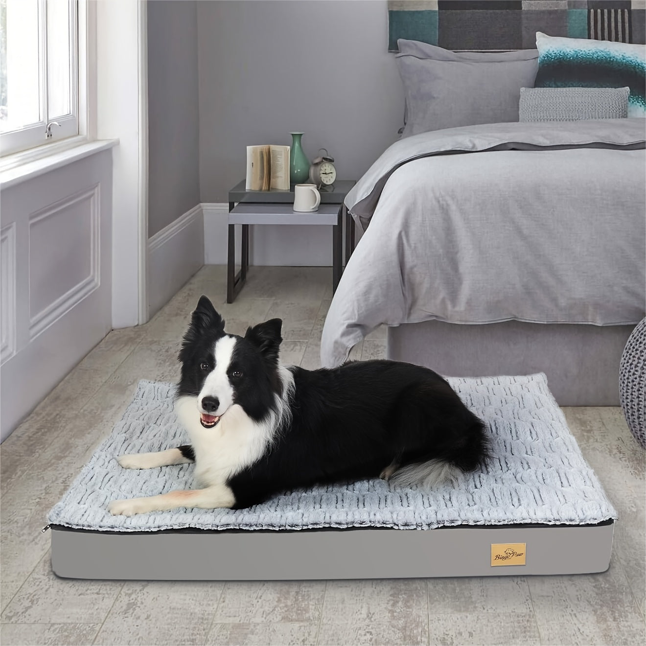 Ergonomisches großes Hundebett: Rechteckiges orthopädisches Haustierbett