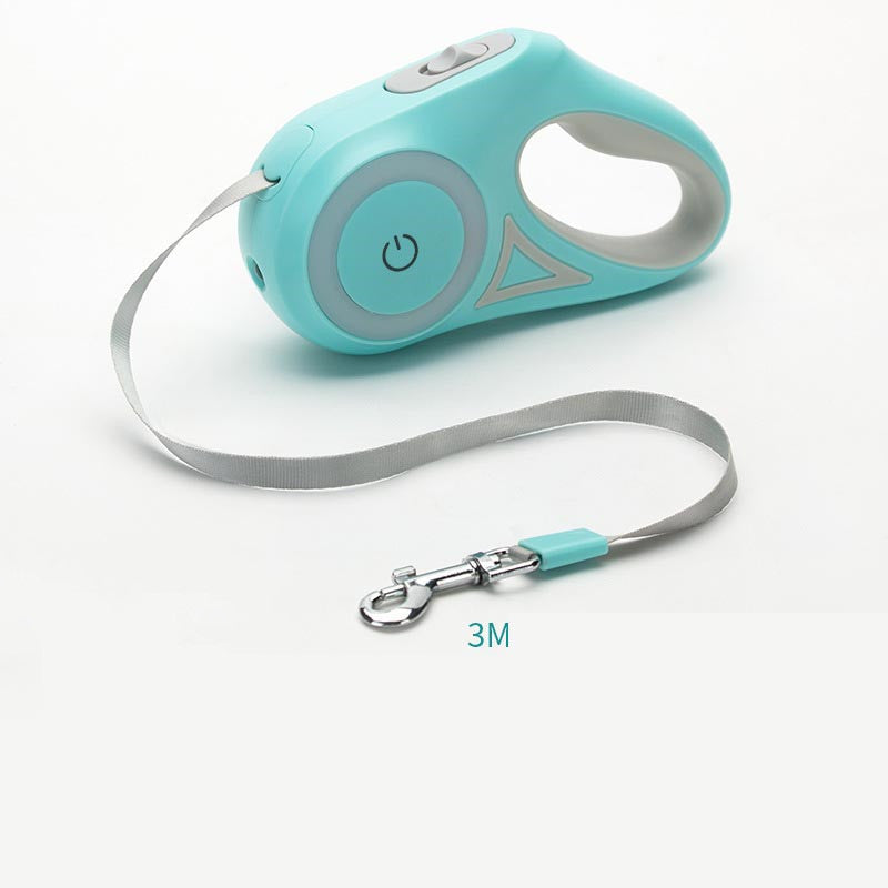 Retractable leash and dog collar with spotlight
