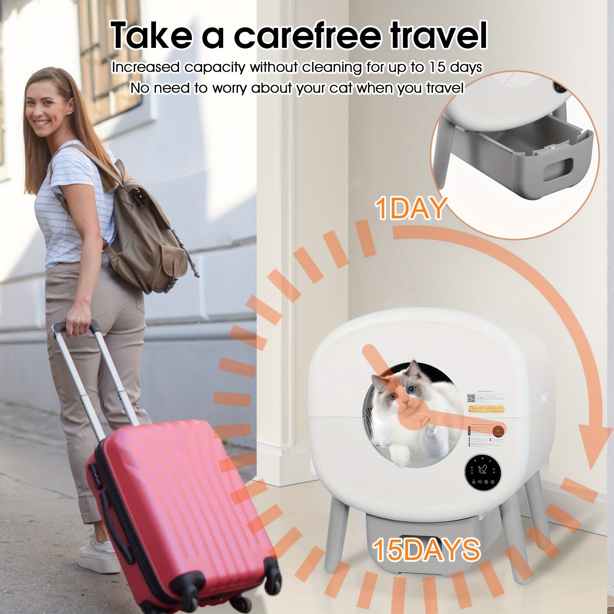 Selbstreinigende Katzentoilette mit großem Fassungsvermögen