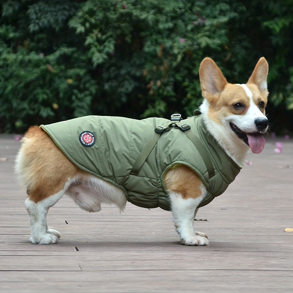Wasserdichter Winterhundemantel mit verstellbarem Brustgeschirr