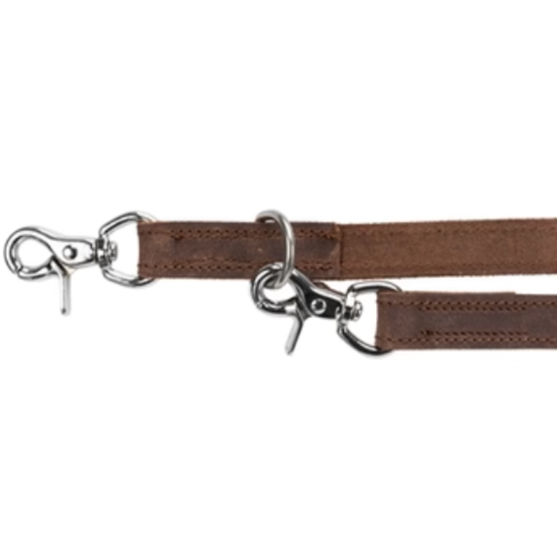 Dog leash rustic adjustable greased leather dark brown
