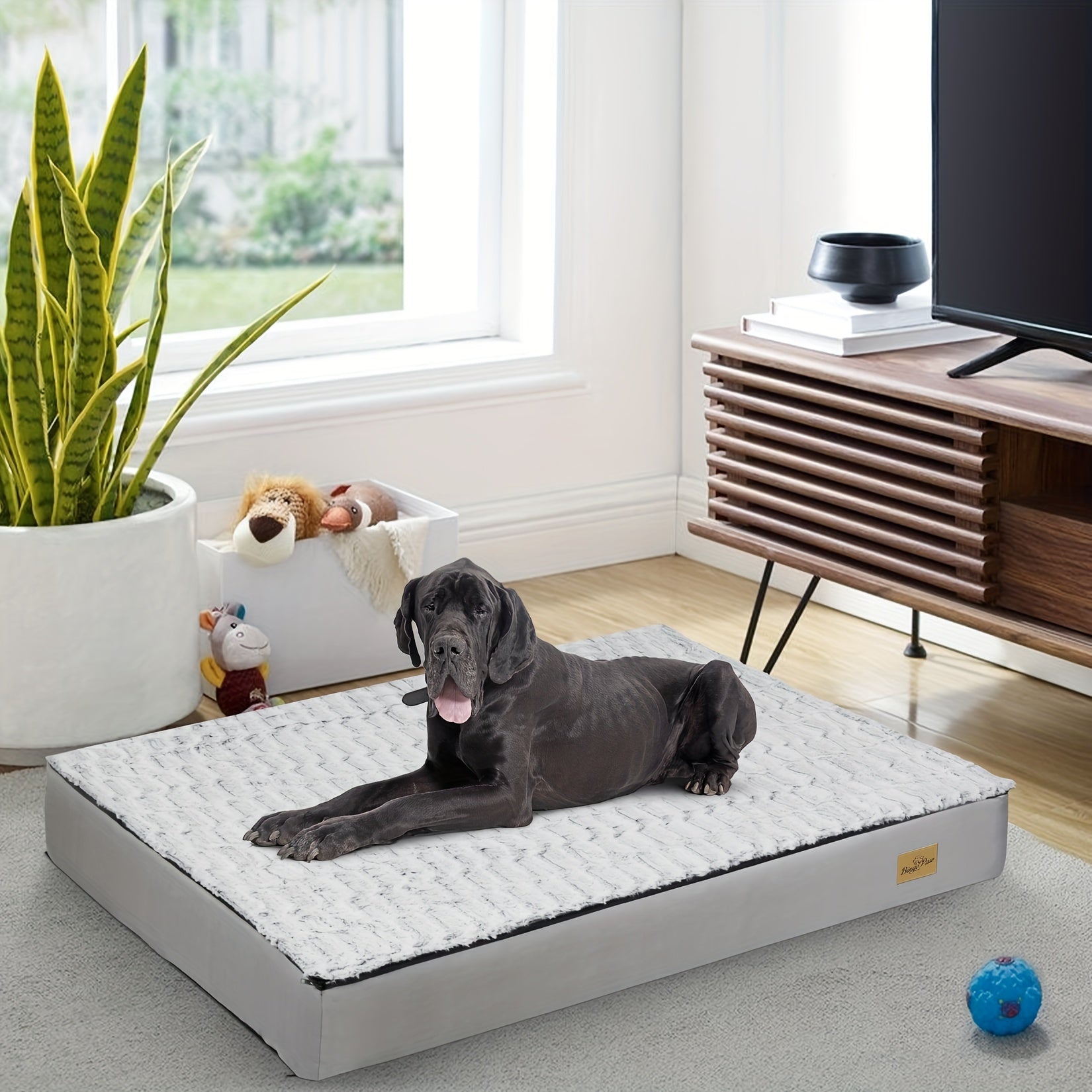 Ergonomisches großes Hundebett: Rechteckiges orthopädisches Haustierbett