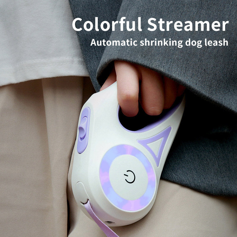 Retractable leash and dog collar with spotlight