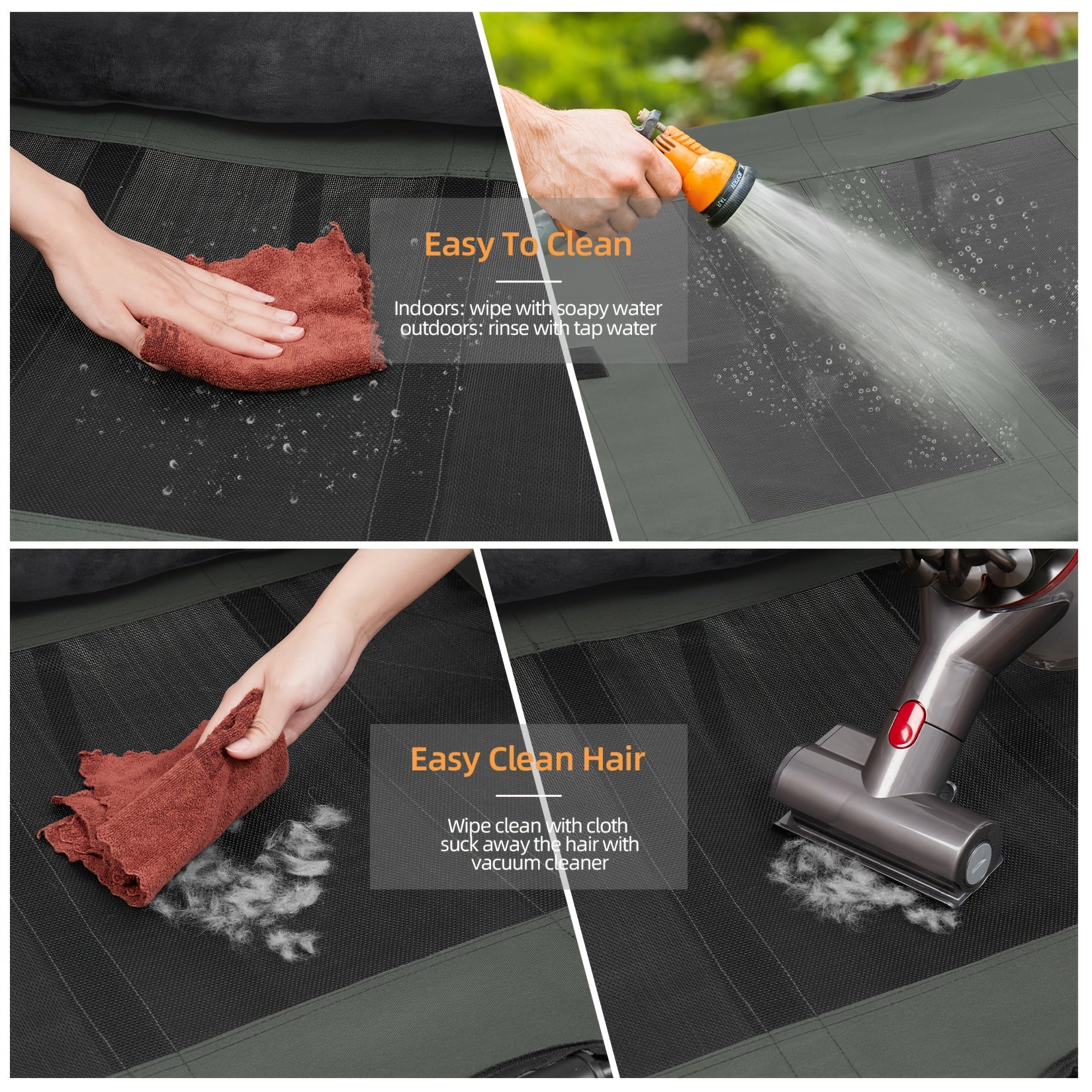 Hundebett für den Außenbereich mit abnehmbarem Kunstfellkissen