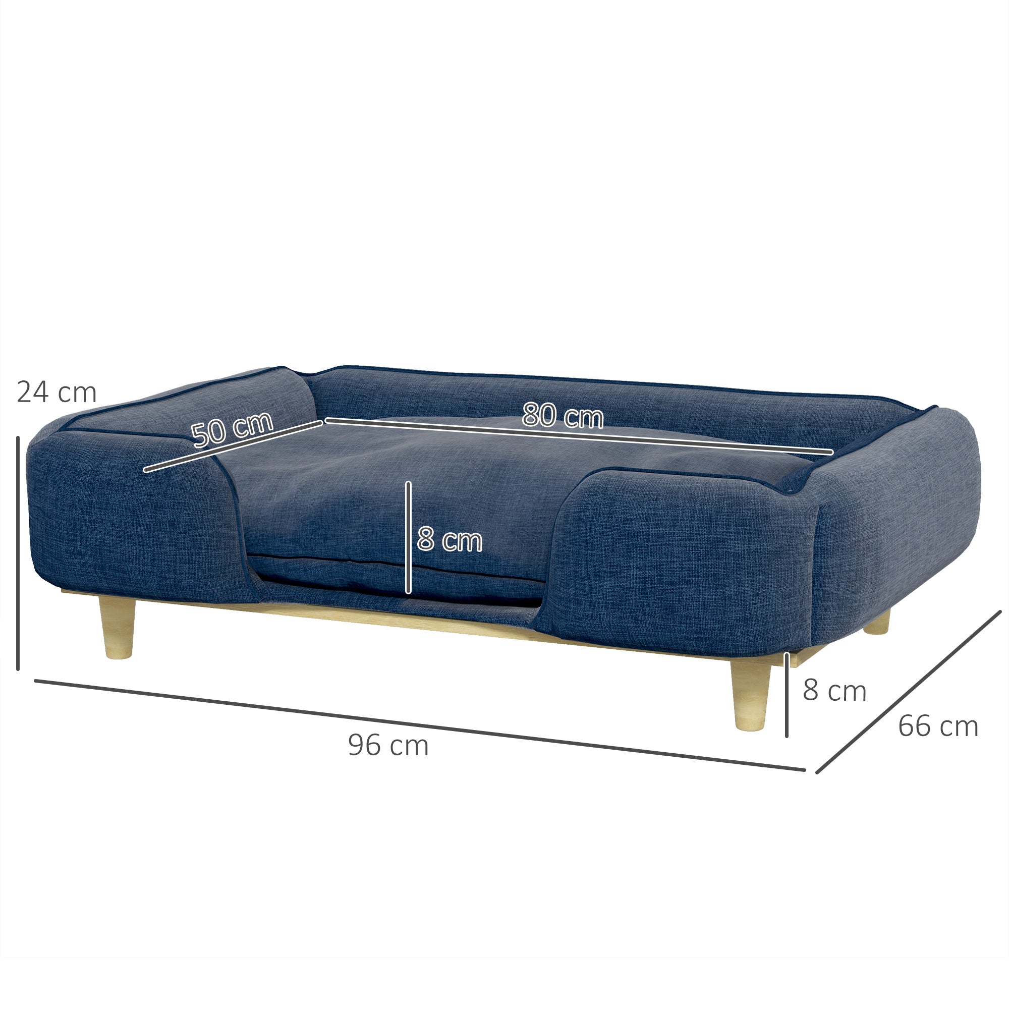 Haustiersofa mit Kissen, Hundebett mit Erhöhtem Design