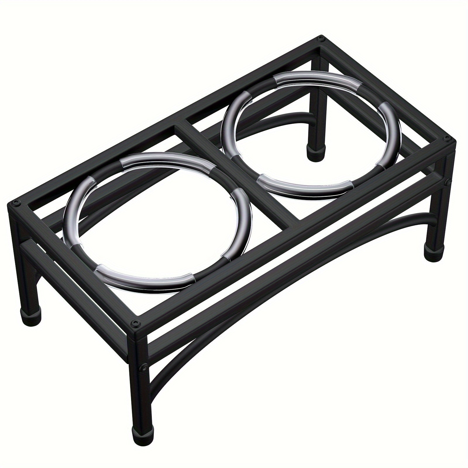 Stabiler Halter aus Eisen für Hundenäpfe und 2 Näpfe aus Edelstahl