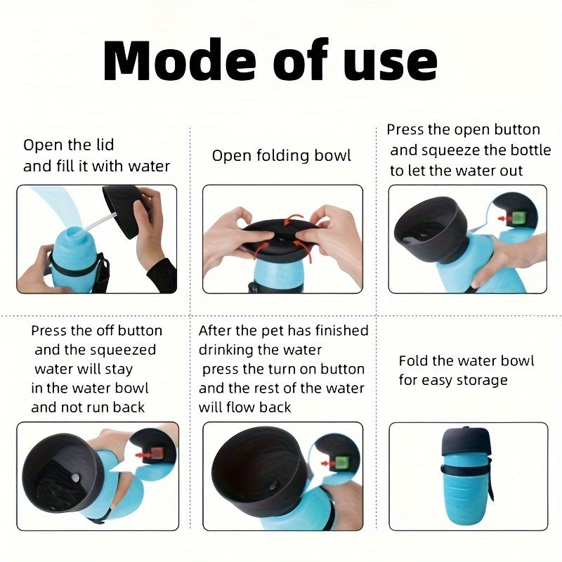 Tragbare Hundewasserflasche, Faltbarer Silikon-Hundewasserspender Mit Umhängeband