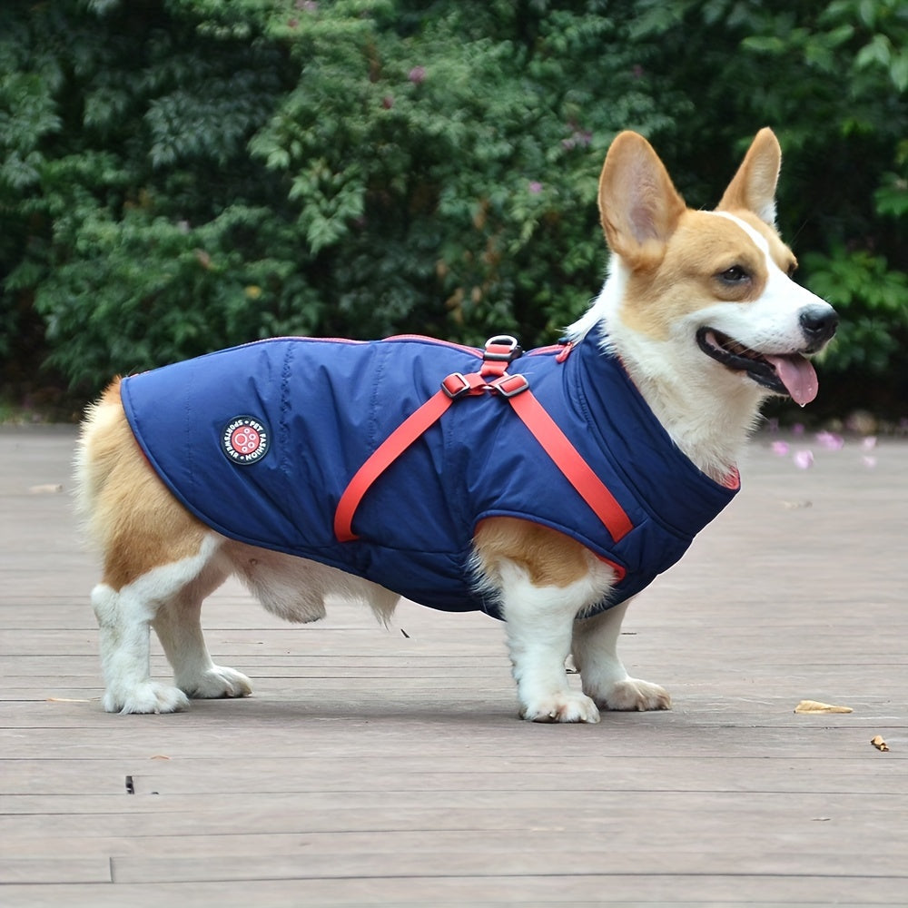 Wasserdichter Winterhundemantel mit verstellbarem Brustgeschirr