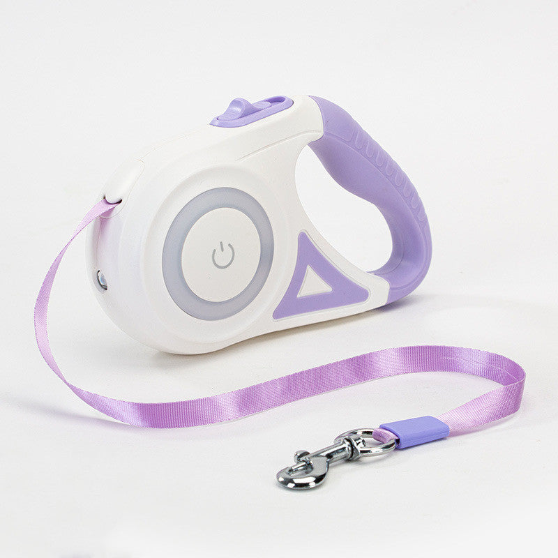 Retractable leash and dog collar with spotlight