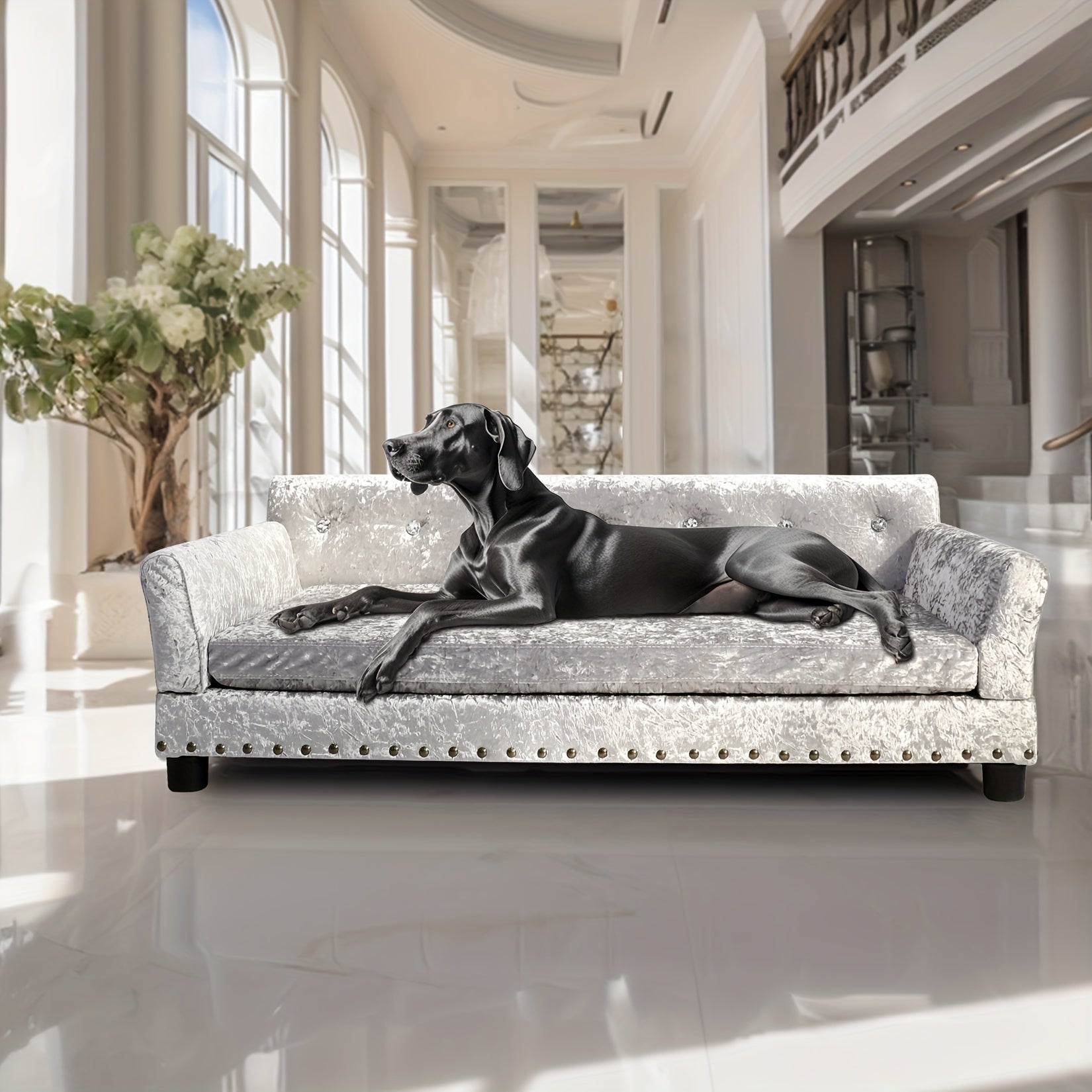 Luxus Samt Hundesofa XL: Modernes Haustiersofa Hundecouch für große Hunde