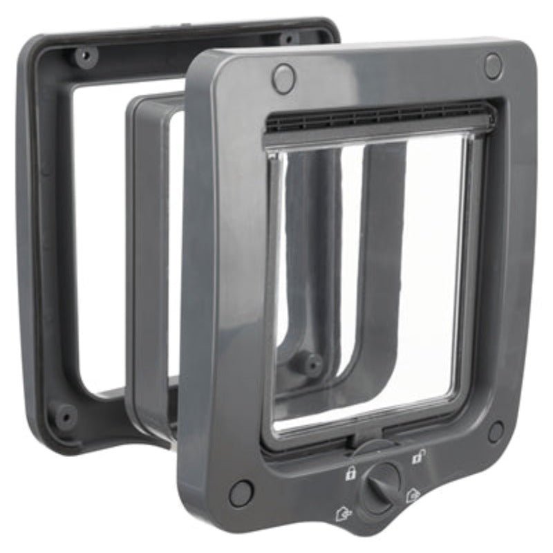 4-Wege-Katzenklappe Einschliesslich Tunnelstück Grau 20X22 CM