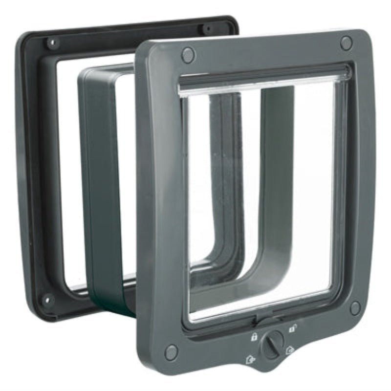 4-Wege-Katzenklappe Mit Tunnel Grau 28X24 CM